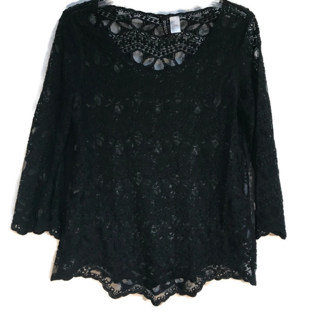 Divided by H&M All Lace Blouse scoop neck Black size 6
